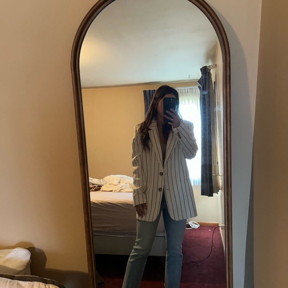 Nakd oversized blazer white and blue pinstripe size 36 small - Picture 4 of 6